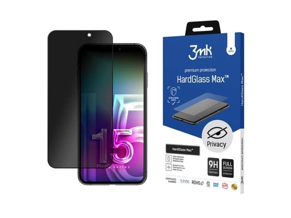 3MK HardGlass Max Privacy, iPhone 15 Plus, 1 styck