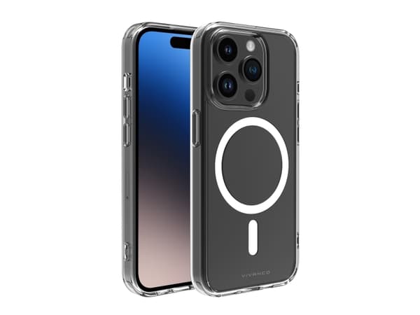 Vivanco Mag Steady Anti Shock Cover, Magnetic Wireless Charging Support for iPhone 15 Pro, Cover, Apple, iPhone 15 Pro, 15.5 cm (6.1"), Transparent