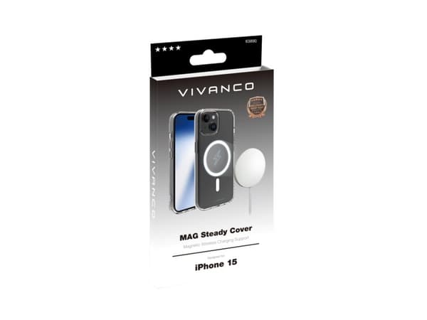 Vivanco Mag Steady, Suojus, Apple, iPhone 15, 15,5 cm (6.1"), Läpinäkyvä