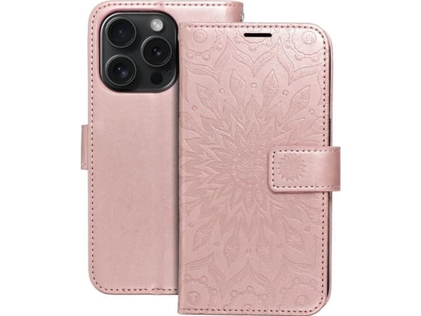 OEM MEZZO Book holster for IPHONE 15 Pro mandala rose gold