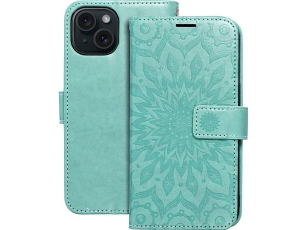OEM Kabura MEZZO Book do IPHONE 15 mandala zielony