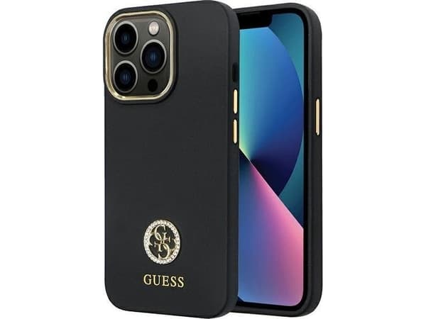 Dėklas GUESS GUHCP13LM4DGPK IPHONE 13 PRO / 13 6.1 "Juodas / Juodas HARDCASE SILICONE LOGO STRASS 4G