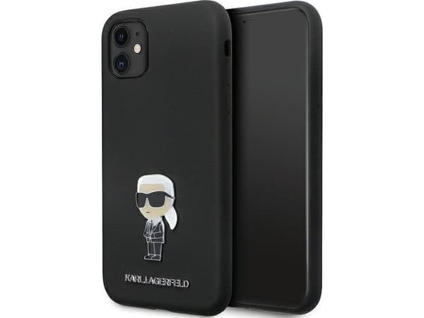 Karl Lagerfeld KLHCN61SMHKNPK iPhone 11 / Xr 6.1" czarny/musta Silikoni Ikonik metalli Pin
