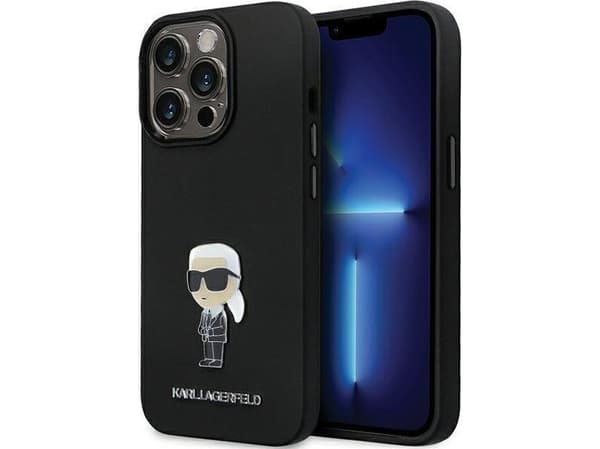 Karl Lagerfeld KLHCP14LSMHKNPK iPhone 14 Pro 6.1" czarny/musta Silikoni Ikonik metalli Pin