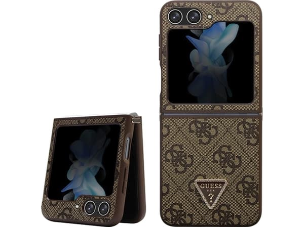 Guess Guess GUHCZF5P4TDPW F731 Z Flip5 brązowy/brown hardcase Leather 4G Triangle Strass