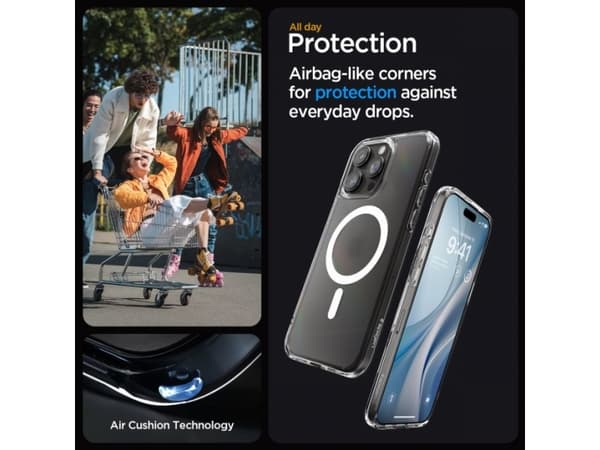 Spigen Ultra Hybrid MagFit - Baksidesskydd för mobiltelefon - MagSafe-kompatibilitet - polykarbonat, termoplastisk polyuretan (TPU) - grafit - för Ap