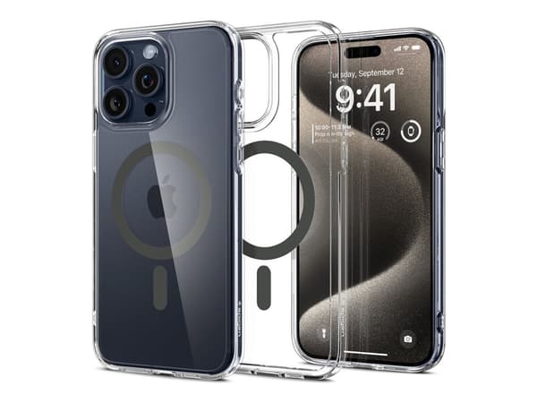 Spigen Ultra Hybrid MagFit - Baksidesskydd för mobiltelefon - MagSafe-kompatibilitet - polykarbonat, termoplastisk polyuretan (TPU) - grafit - för Ap