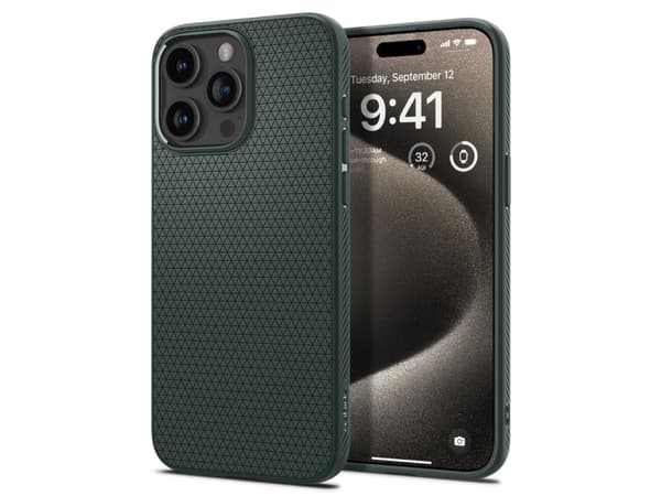 Spigen Liquid Air - Baksidesskydd för mobiltelefon - termoplastisk polyuretan (TPU) - abyss green - för Apple iPhone 15 Pro Max