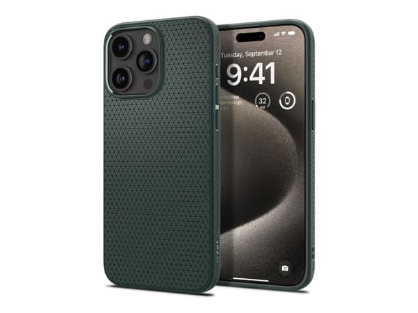 Spigen Liquid Air - Baksidesskydd för mobiltelefon - termoplastisk polyuretan (TPU) - abyss green - för Apple iPhone 15 Pro Max