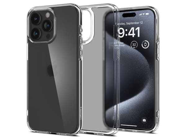 Spigen Ultra Hybrid - Baksidedeksel for mobiltelefon - polykarbonat, termoplast-polyuretan (TPU) - krystallklar - for Apple iPhone 15 Pro