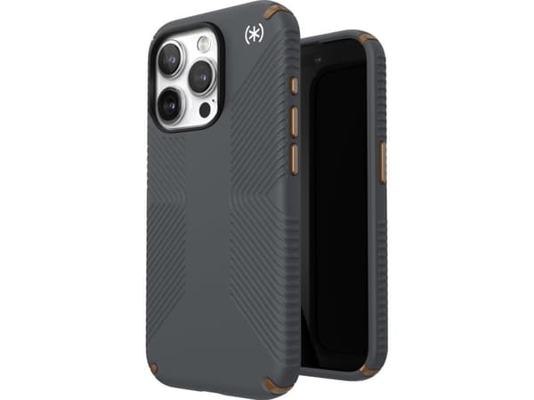 Speck Presidio2 Grip, Omslag, Apple, iPhone 15 Pro, 15,5 cm (6.1"), Grå