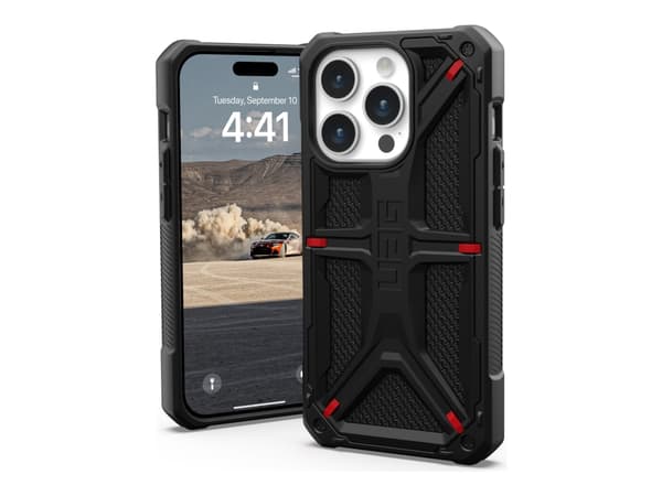 UAG Monarch Kevlar Series Rugged Case for Apple iPhone 15 Pro [6.1-in] - Monarch Kevlar Black - Baksidedeksel for mobiltelefon - gummi, DuPont Kevlar
