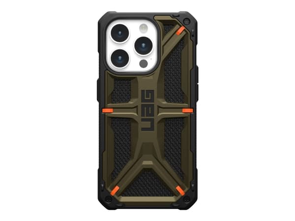 UAG Monarch Kevlar Series - Baksida till mobiltelefon - gummi, DuPont Kevlar, legerad metall, polykarbonatskärplatta - kevlarelement grön - för Apple