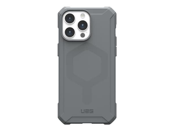 UAG Rugged Case for Apple iPhone 15 Pro Max [6.7in] - Essential Armor Silver - Baksidedeksel for mobiltelefon - MagSafe-samsvar - sølv - for Apple iP