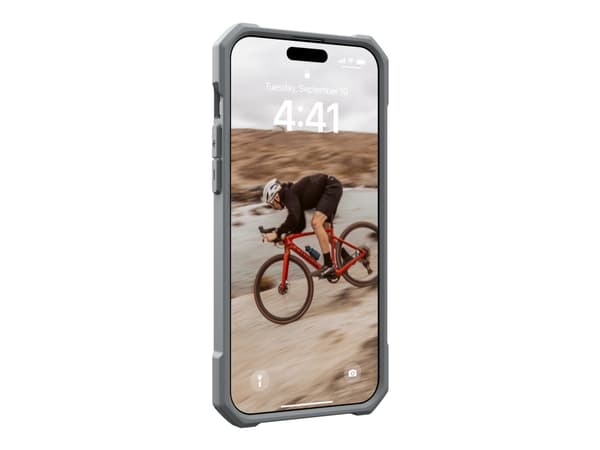 UAG Rugged Case for Apple iPhone 15 Pro Max [6.7in] - Essential Armor Silver - Baksidedeksel for mobiltelefon - MagSafe-samsvar - sølv - for Apple iP