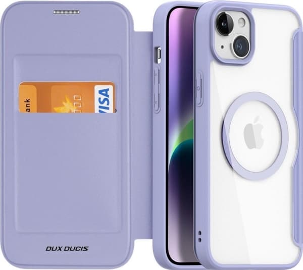 IPhone 15 Plus magneettikotelo MagSafe flip cover Dux Ducis Skin X Pro - violetti