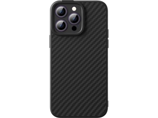 Baseus Synthetic Fiber Armor-deksel til iPhone 14 Pro Max, MagSafe-kompatibelt herdet glass - svart