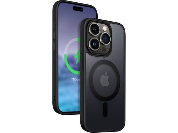 Crong näytön hybridi Frost MAG suojus iPhone 15 Pro MagSafe musta