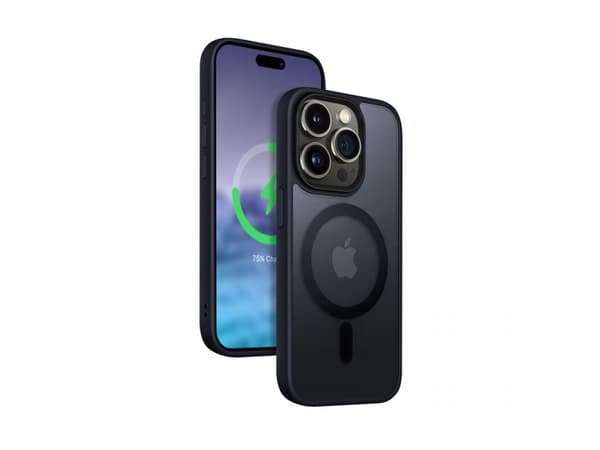 Crong Hybrid Frost MAG-deksel - iPhone 15 Pro MagSafe-deksel (marineblå)