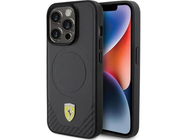 Veske Ferrari Carbon Metal Logo MagSafe for iPhone 15 Pro - Hoved