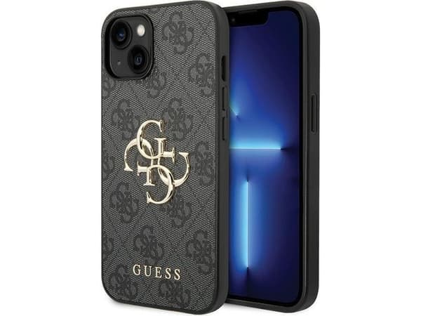Guess Kotelo iPhone 15 6,1" GUHCP15S4GMGGR harmaa HC PU nahka 4G metalli logo