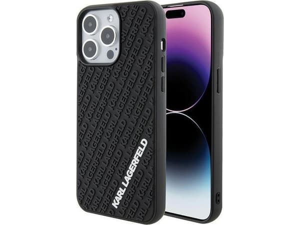 Karl Lagerfeld 3D Rubber Multi-logo til iPhone 15 Pro Max - juods