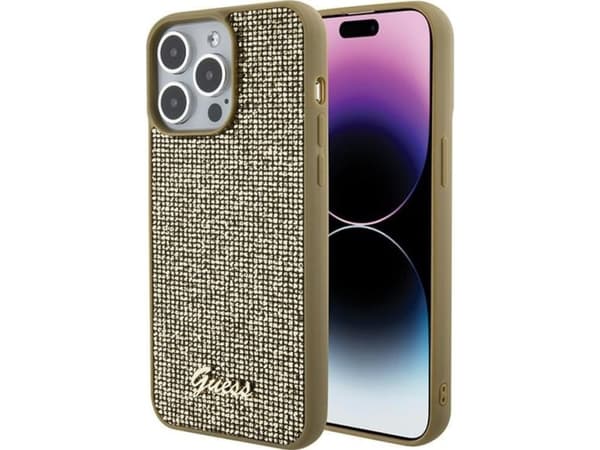 Guess Kotelo iPhone 15 Pro Max 6,7" GUHCP15XPMSDGSD Gold HC PU Disco Script metallia