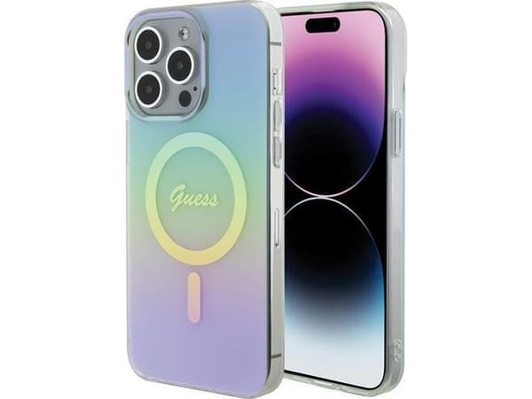 Guess GUHMP15LHITSQ iPhone 15 Pro 6.1" turkis/turkis hardcase IML Iridescent MagSafe