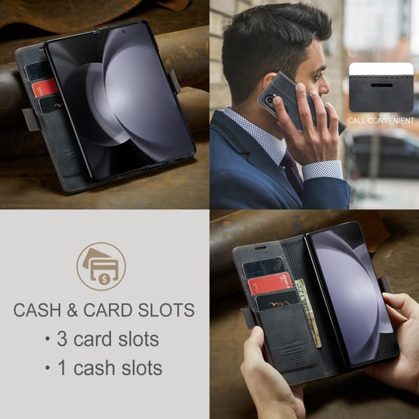CaseMe Slim Plånboksfodral Samsung Galaxy Z Fold 5 Svart