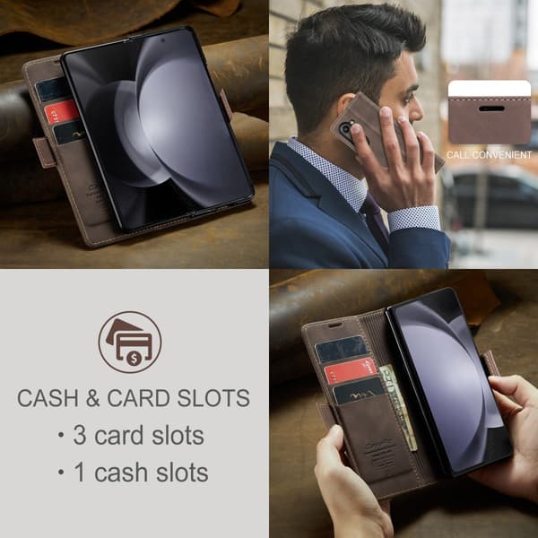 CaseMe Slim Plånboksfodral Samsung Galaxy Z Fold 5 Brun