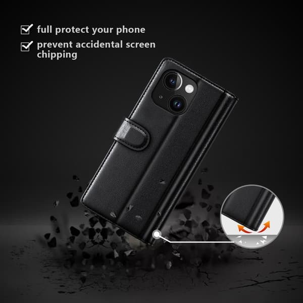 Äkta Läderfodral iPhone 15 Svart