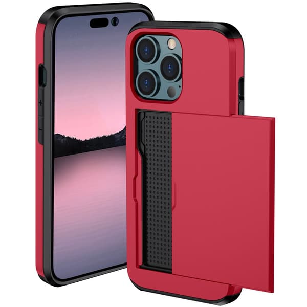 Skal Kortfack iPhone 15 Pro Max Röd