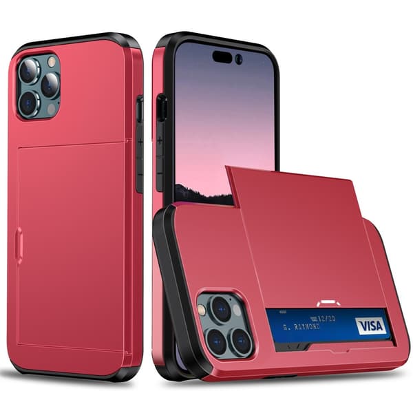Skal Kortfack iPhone 15 Pro Max Röd