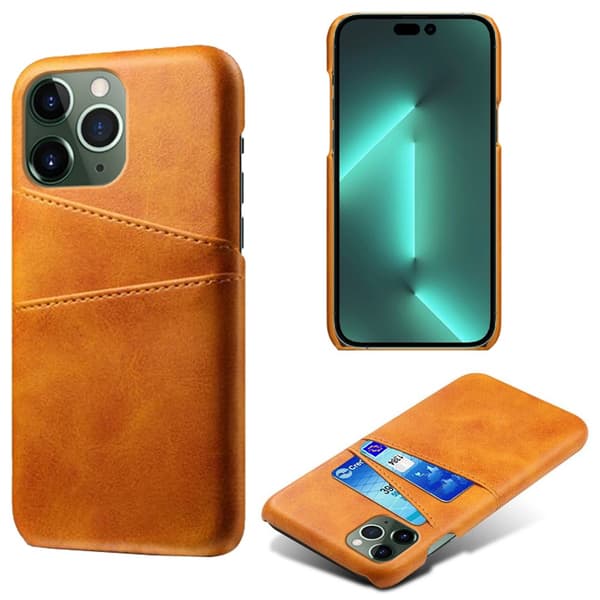 Läderskal Med Kortfack iPhone 15 Pro Cognac