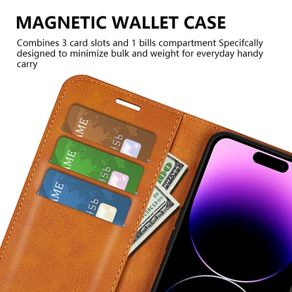 iPhone 15 Pro Max Wallet Leather Cognac