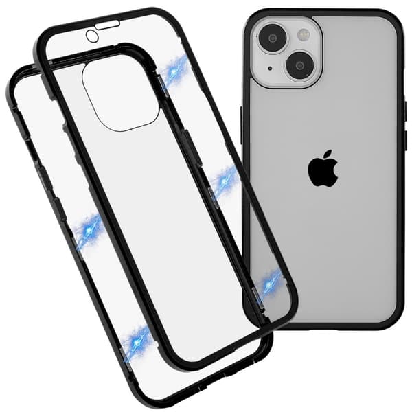 Magnetisk Skal Härdat Glas iPhone 15 Plus Svart
