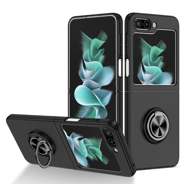 Samsung Galaxy Z Flip 5 Skal Med Magnetisk Ringhållare Svart