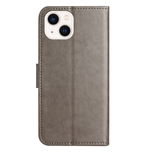 Läderfodral Fjärilar iPhone 15 Grå