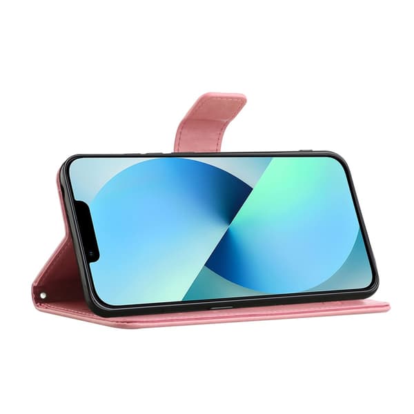 Läderfodral Fjärilar iPhone 15 Pro Rosa