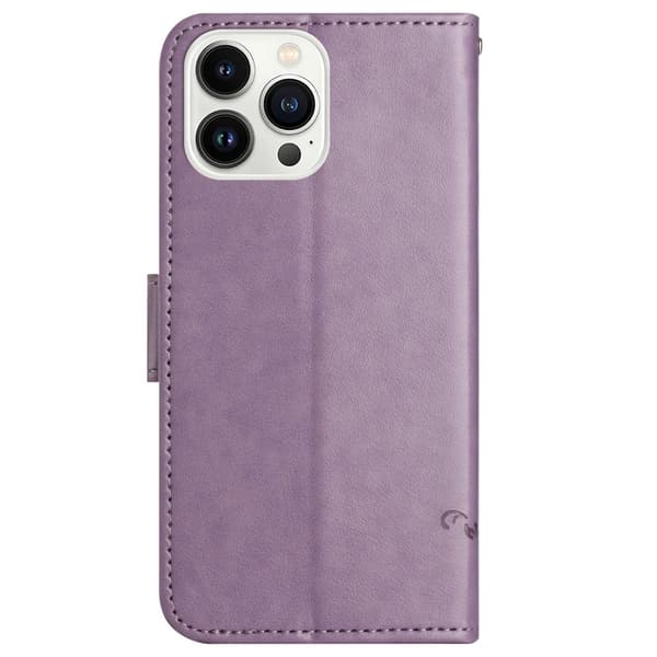 Läderfodral Fjärilar iPhone 15 Pro Max Lila