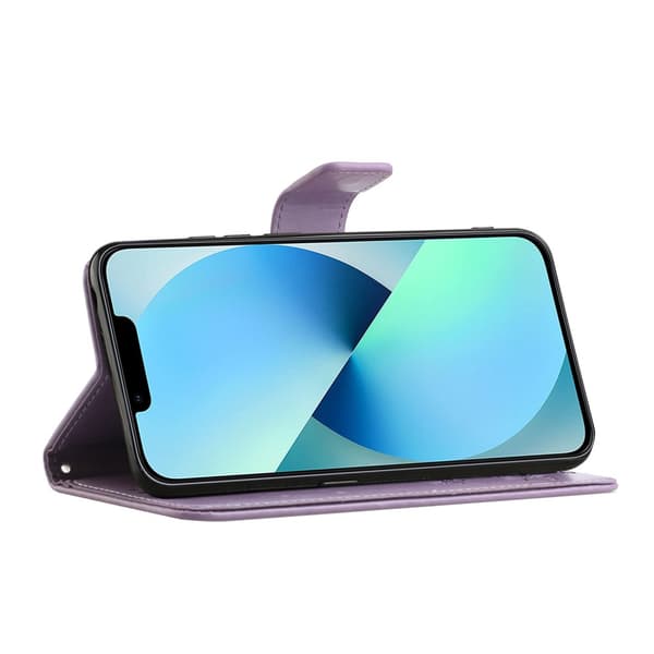 Läderfodral Fjärilar iPhone 15 Pro Max Lila