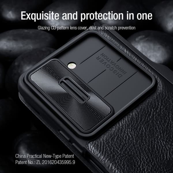 Nillkin Qin Pro Fodral Galaxy Z Fold 5 Camshield With Pen Slot Black