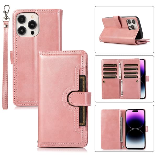 Plånboksfodral Multi-Slot iPhone 15 Pro Roséguld