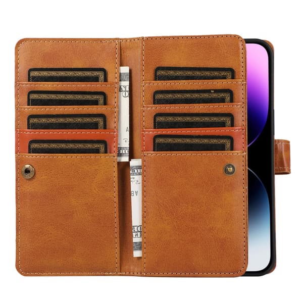 Plånboksfodral Multi-Slot iPhone 15 Cognac