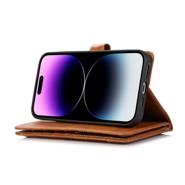 Plånboksfodral Multi-Slot iPhone 15 Cognac