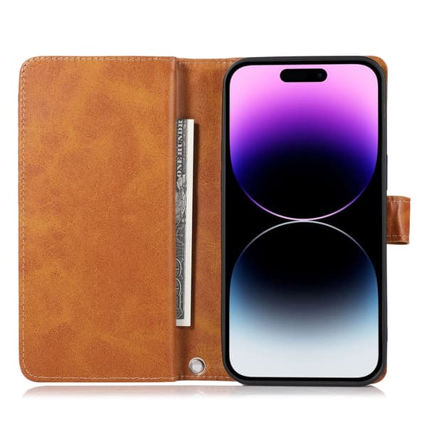 Plånboksfodral Multi-Slot iPhone 15 Cognac