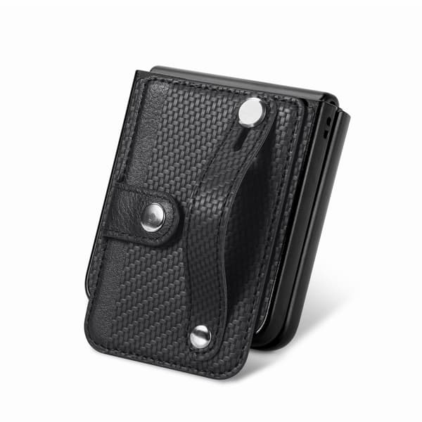 Läderskal Kortfack + Hand Strap Samsung Galaxy Z Flip 5 Svart