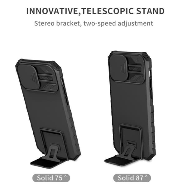 Kickstand Skal iPhone 15 Pro Max Kameraskydd Svart