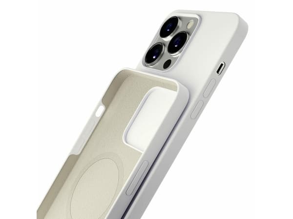 Apple iPhone 15 Pro Max - 3mk Hardy Silicone MagCase (hvit og sølv)