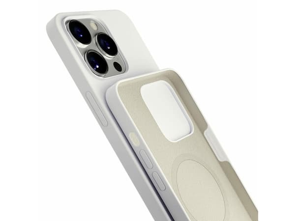 Apple iPhone 15 Pro Max - 3mk Hardy Silicone MagCase (hvit og sølv)